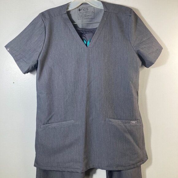 Womens Figs Casma Kade Scrub Set Graphite Gray S Polyester Rayon Spandex #1 - Picture 3 of 12